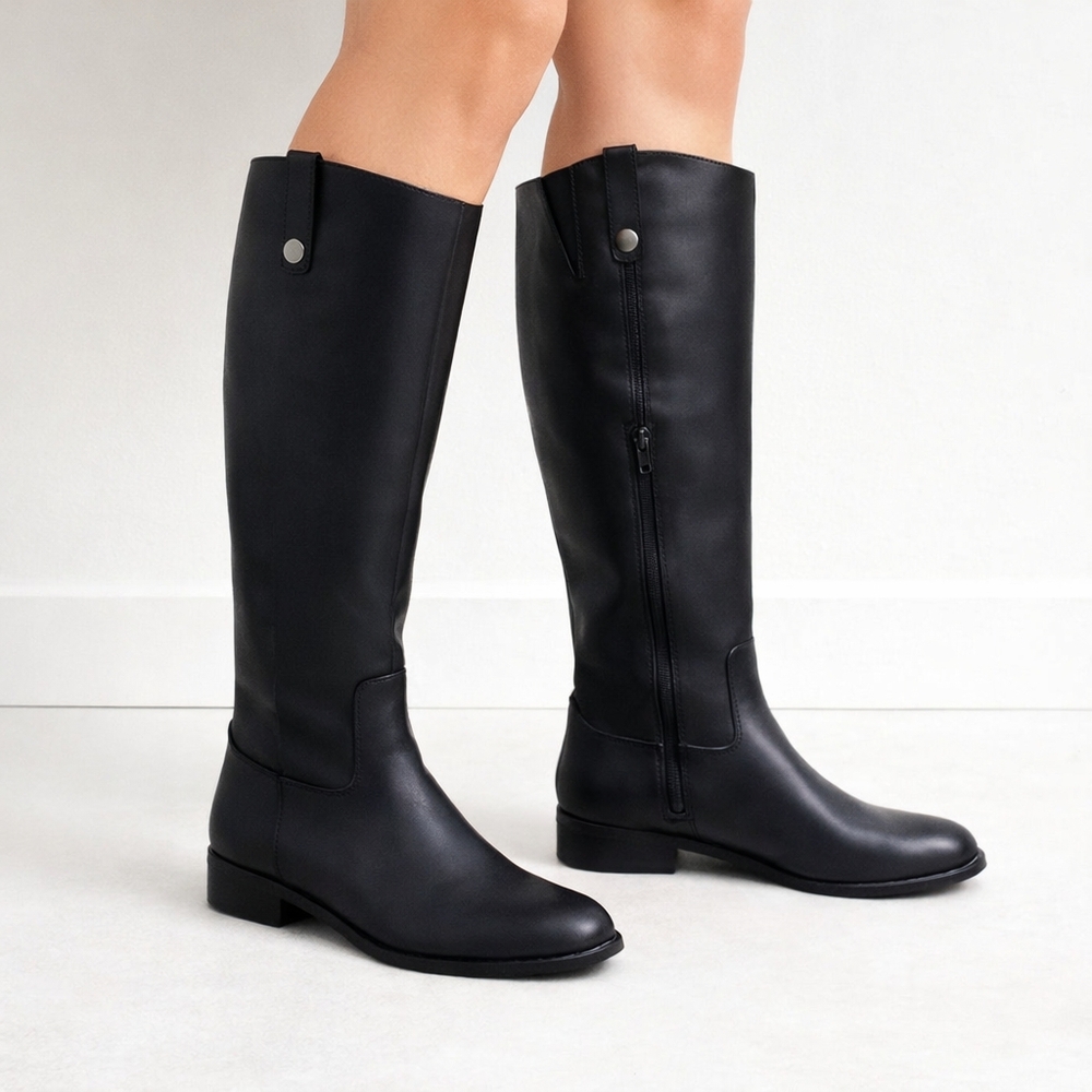 INC Knee High New Navy Leather Riding Boots New In Box